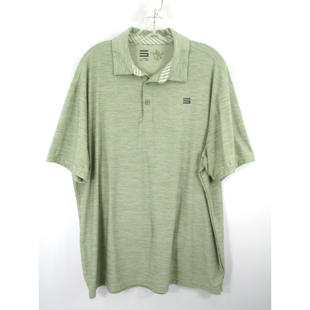 THREE SIXTY SIX Polo Shirt Men XL Green Golf Casual Short Sleeve Stretch Sport
